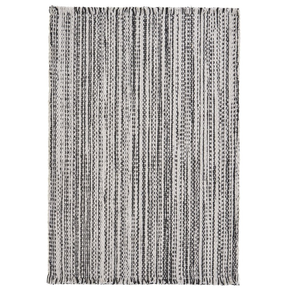 19" Set of Four Black And White Striped Cotton Placemats