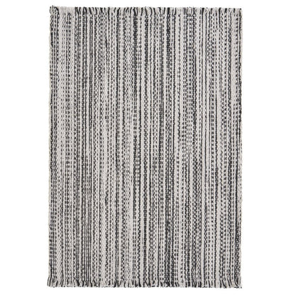 19" Set of Four Black And White Striped Cotton Placemats