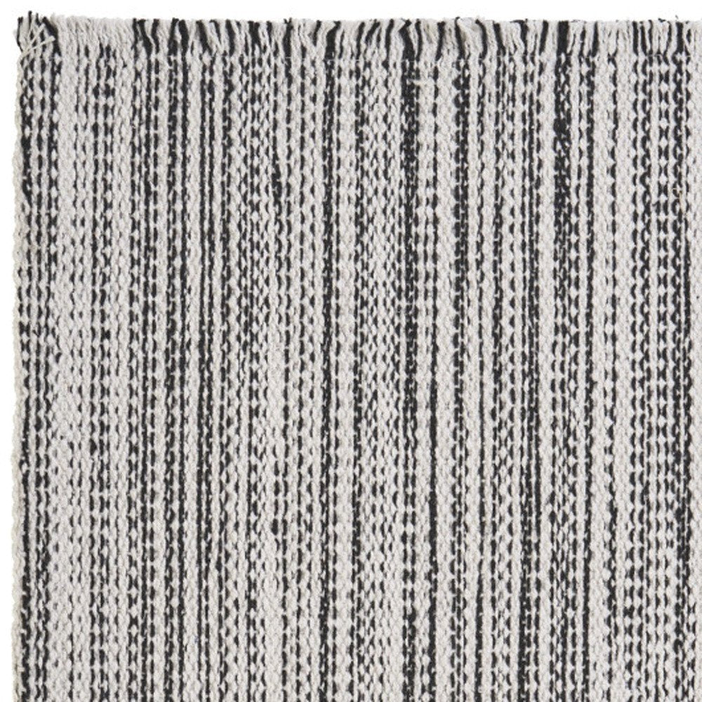 19" Set of Four Black And White Striped Cotton Placemats
