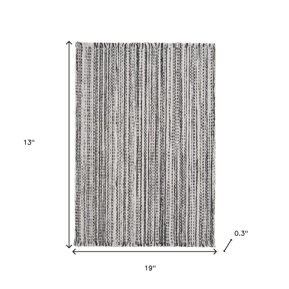 19" Set of Four Black And White Striped Cotton Placemats