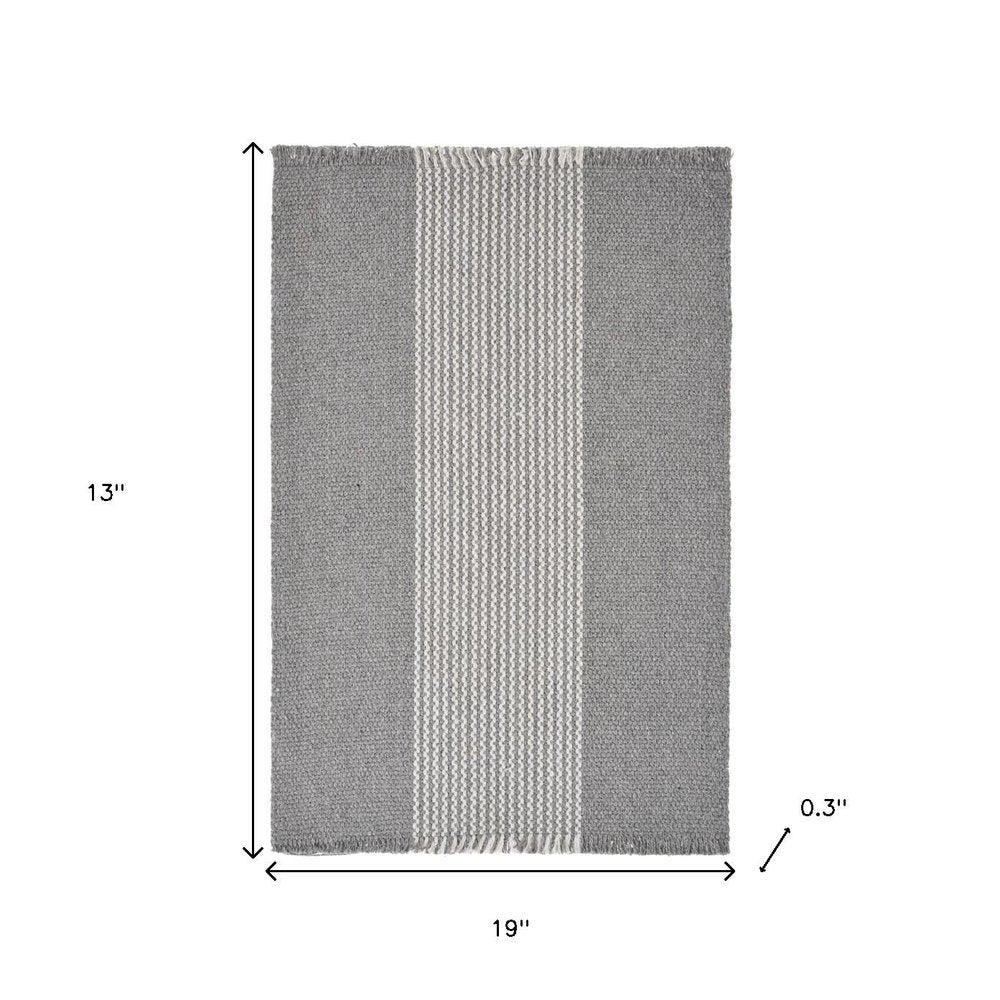 19" Set of Four Gray And White Striped Cotton Placemats