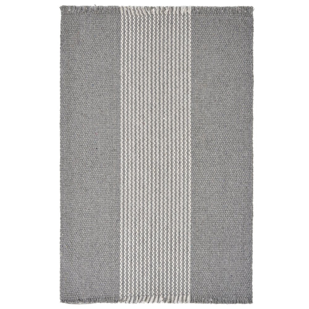 19" Set of Four Gray And White Striped Cotton Placemats
