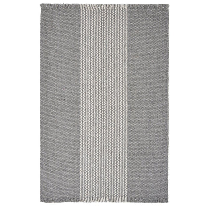 19" Set of Four Gray And White Striped Cotton Placemats