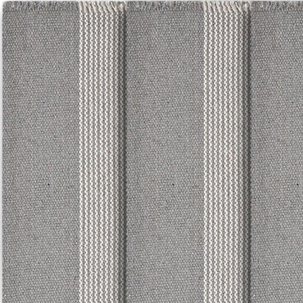 19" Set of Four Gray And White Striped Cotton Placemats