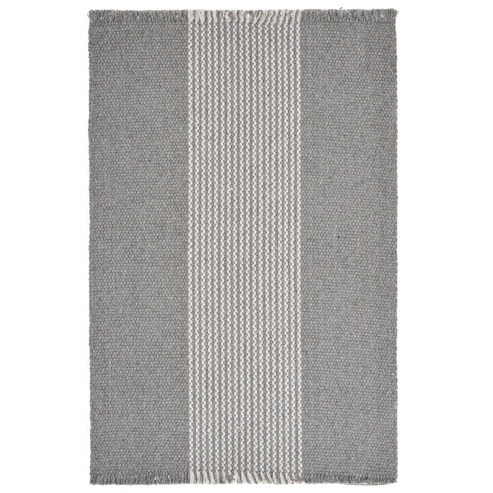 19" Set of Four Gray And White Striped Cotton Placemats
