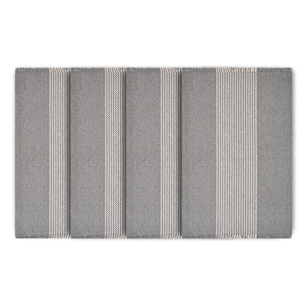 19" Set of Four Gray And White Striped Cotton Placemats
