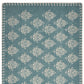 19" Set of Four Cream And Turquoise Damask Cotton Placemats