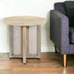 22" Natural Solid Wood And Rattan Round End Table