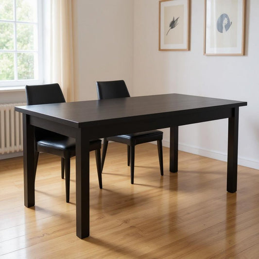 60" Black Solid Wood Dining Table