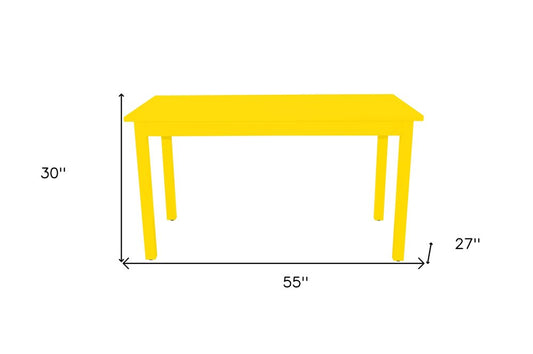60" Yellow Solid Wood Dining Table