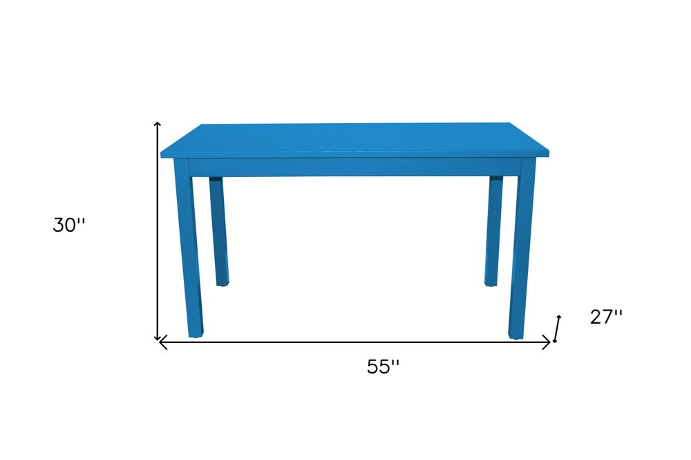 60" Caribbean Blue Solid Wood Dining Table