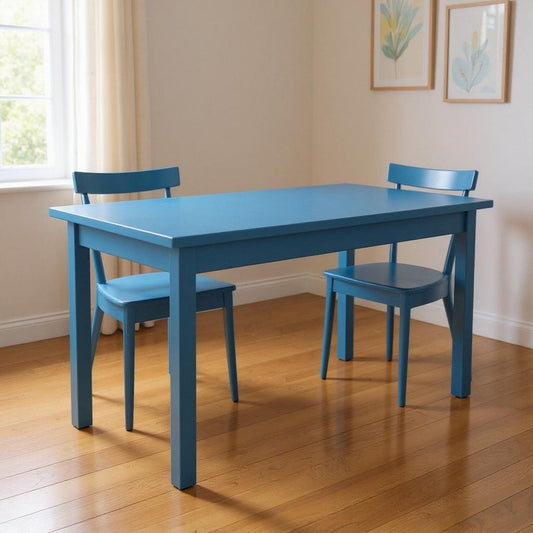 60" Caribbean Blue Solid Wood Dining Table