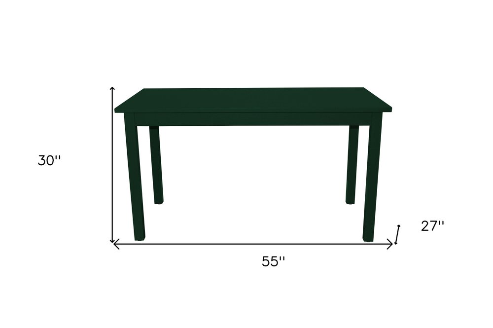 60" Dark Green Solid Wood Dining Table