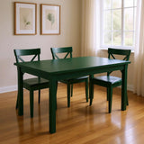 60" Dark Green Solid Wood Dining Table