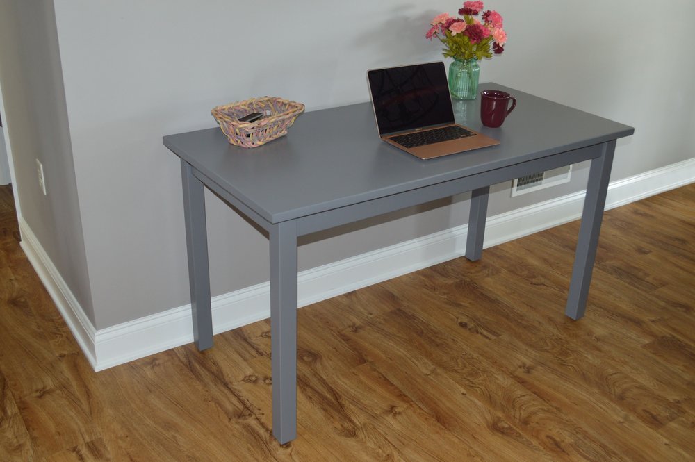60" Gray Solid Wood Dining Table