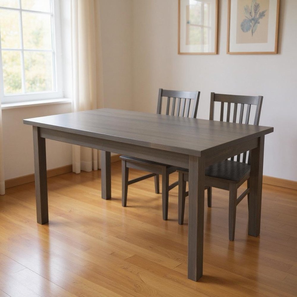 60" Dark Gray Solid Wood Dining Table