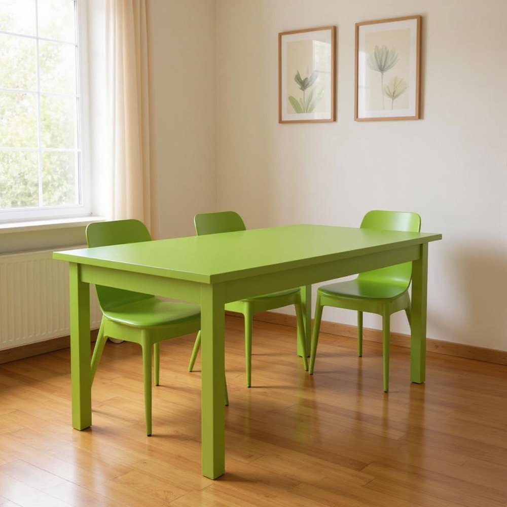 60" Chartreuse Solid Wood Dining Table