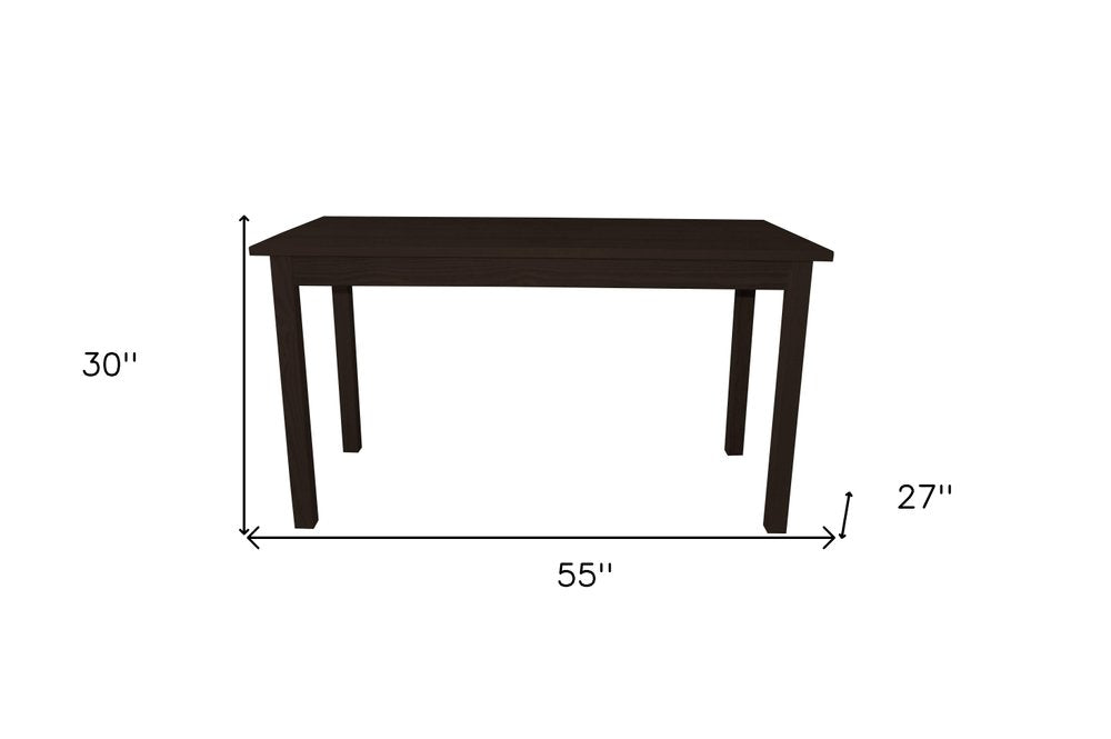 60" Dark Brown Solid Wood Dining Table
