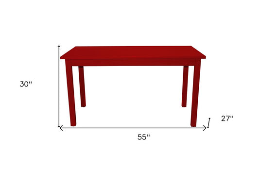 60" Fire Engine Red Solid Wood Dining Table