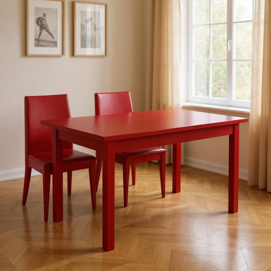 60" Fire Engine Red Solid Wood Dining Table