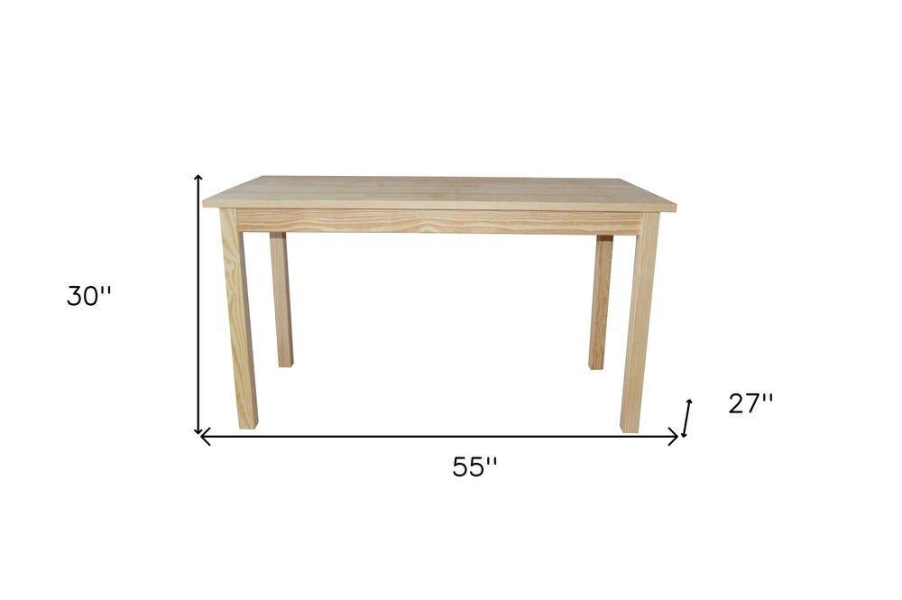 60" Natural Solid Wood Dining Table