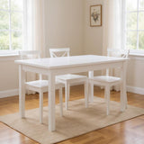 60" White Solid Wood Dining Table