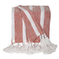 50" X 60" Rust Woven Cotton Striped Throw Blanket with Tassels