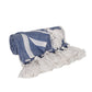 50" X 60" Blue and White Woven Cotton Striped Throw Blanket with Tassels