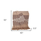 50" X 60" Brown and Beige Woven Cotton Striped Throw Blanket with Tassels and Embroidery