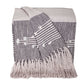 50" X 60" Gray Woven Cotton Striped Throw Blanket with Tassels and Embroidery