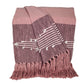 50" X 60" Pink Woven Cotton Striped Throw Blanket with Tassels and Embroidery