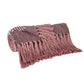 50" X 60" Pink Woven Cotton Striped Throw Blanket with Tassels and Embroidery