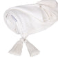60" X 50" White Woven Cotton Throw Blanket
