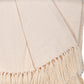 50" X 60" Cream Woven Cotton Herringbone Throw Blanket with Fringe