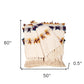 50" X 60" Ivory Blue and Yellow Woven Cotton Striped Throw Blanket with Tassels and Fringe