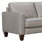 Gray Leather L Shaped Three Piece Corner Sectional