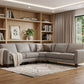 Gray Leather L Shaped Three Piece Corner Sectional