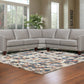 Gray Leather L Shaped Three Piece Corner Sectional