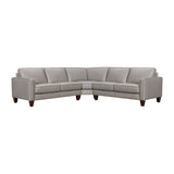Gray Leather L Shaped Three Piece Corner Sectional