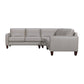 Gray Leather L Shaped Three Piece Corner Sectional
