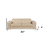 89" Beige Leather Sofa With Silver Legs