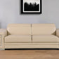 89" Beige Leather Sofa With Silver Legs