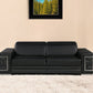 89" Black Leather Sofa With Silver Legs