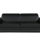 89" Black Leather Sofa With Silver Legs