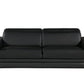 89" Black Leather Sofa With Silver Legs