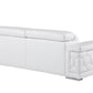 89" White Leather Sofa With Silver Legs