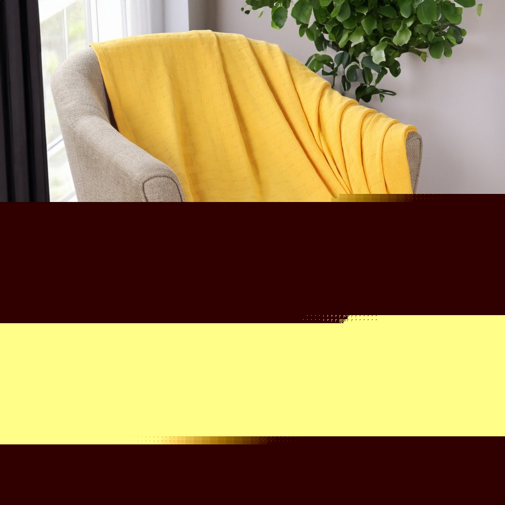 California King Gold Cotton Basketweave Geometric Blanket