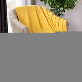 California King Gold Cotton Basketweave Geometric Blanket