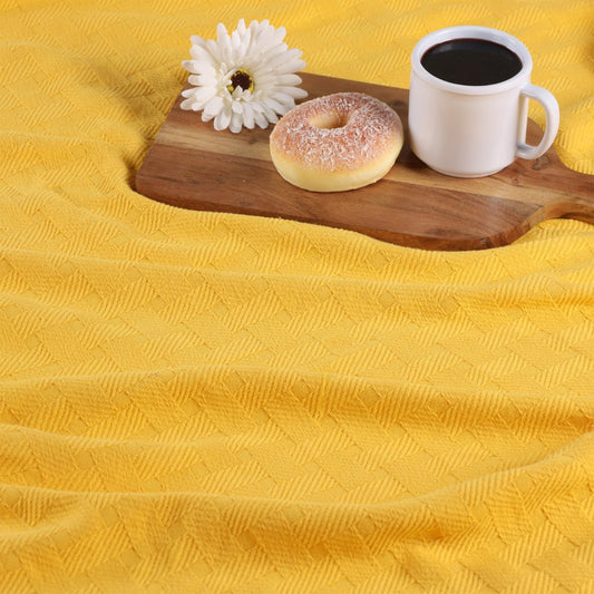 King Gold Cotton Basketweave Geometric Blanket