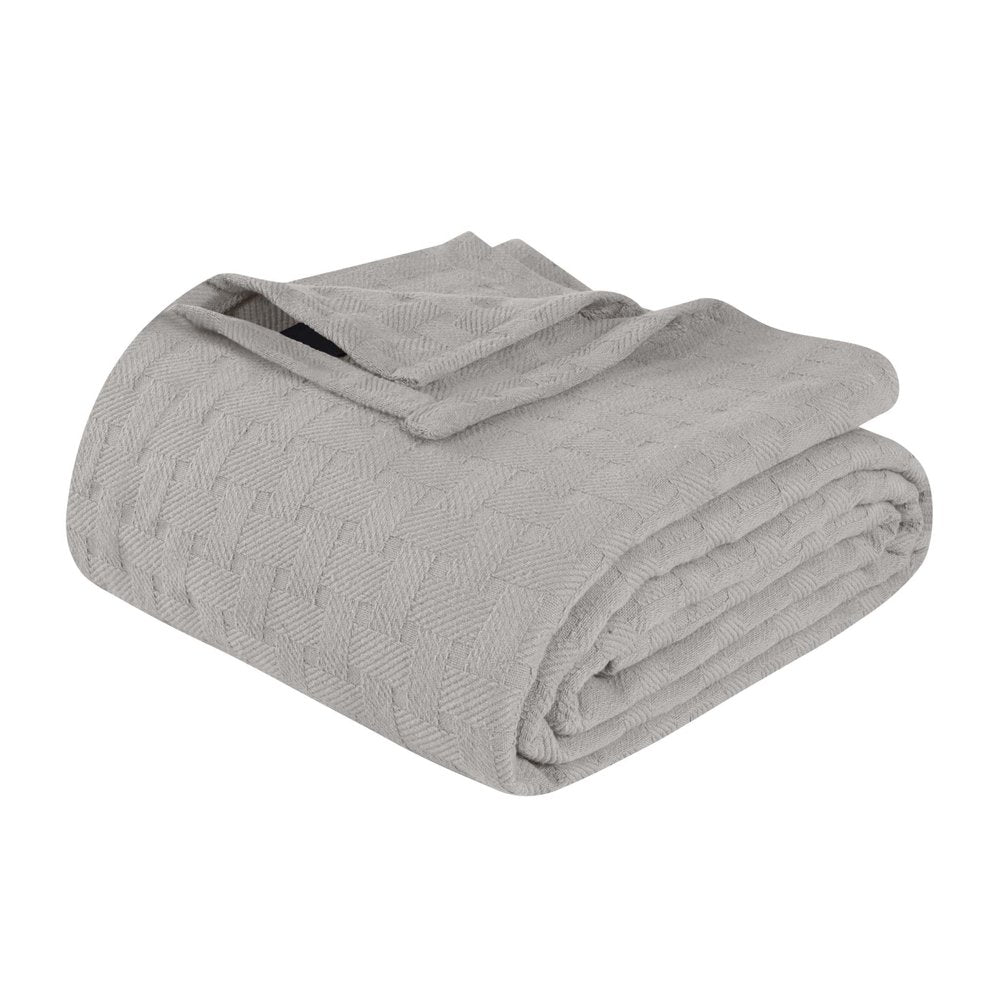 King Silver Cotton Cable Knit Blanket
